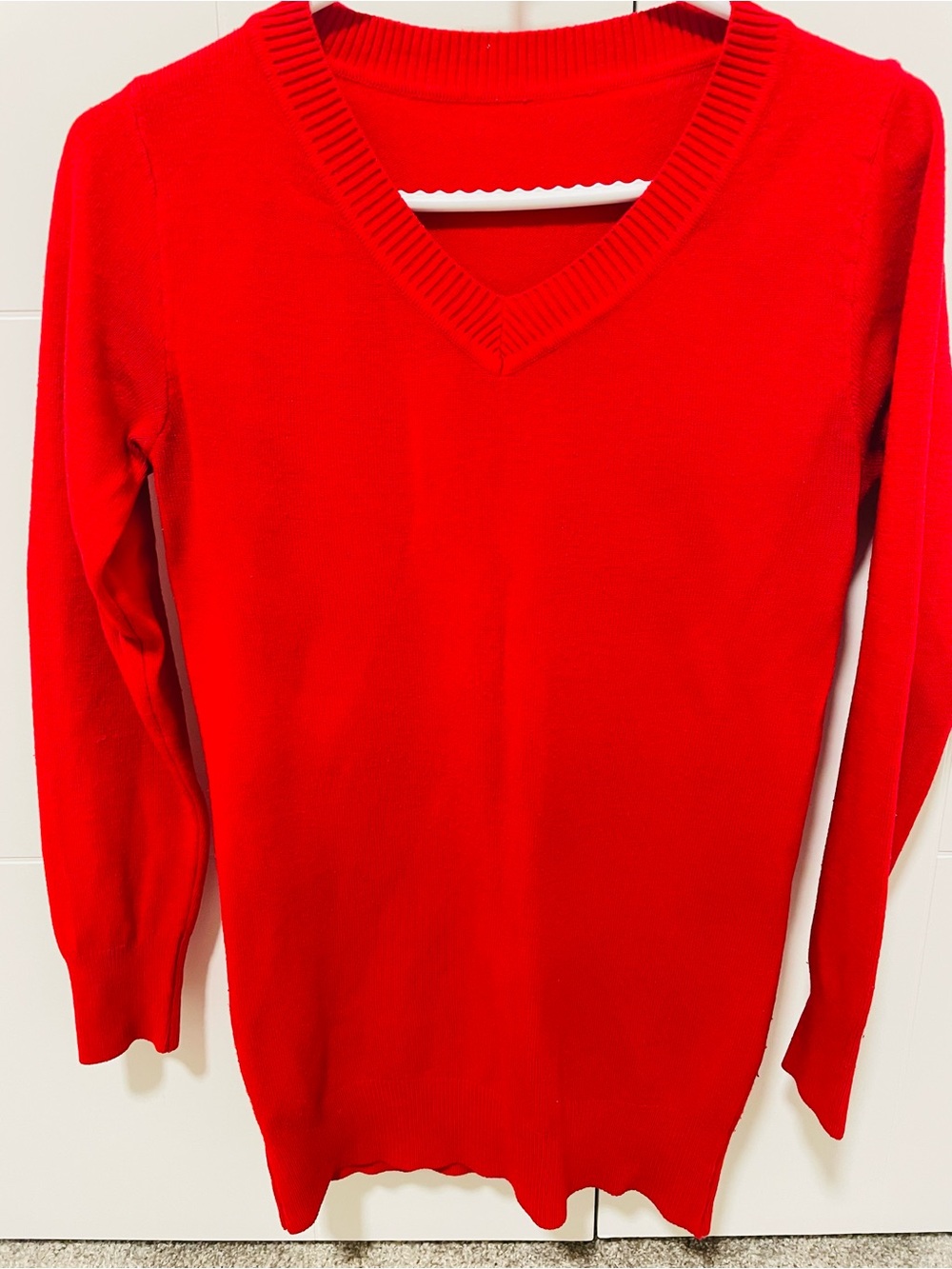 Women's Red V-Neck Sweater